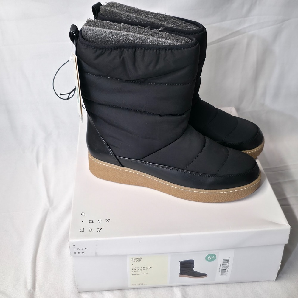 A New Day Women's Bertie Black Winter Boots‎ Size 8.5 New In Box